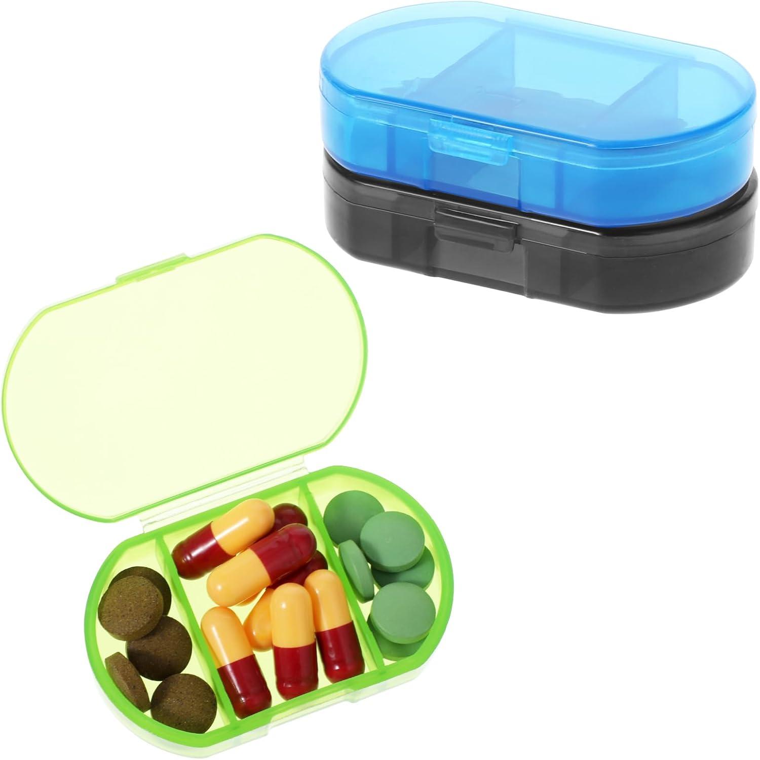 Kleine Pillendose mit 3 Fächern Kunststoff Organizer Tablettenbox