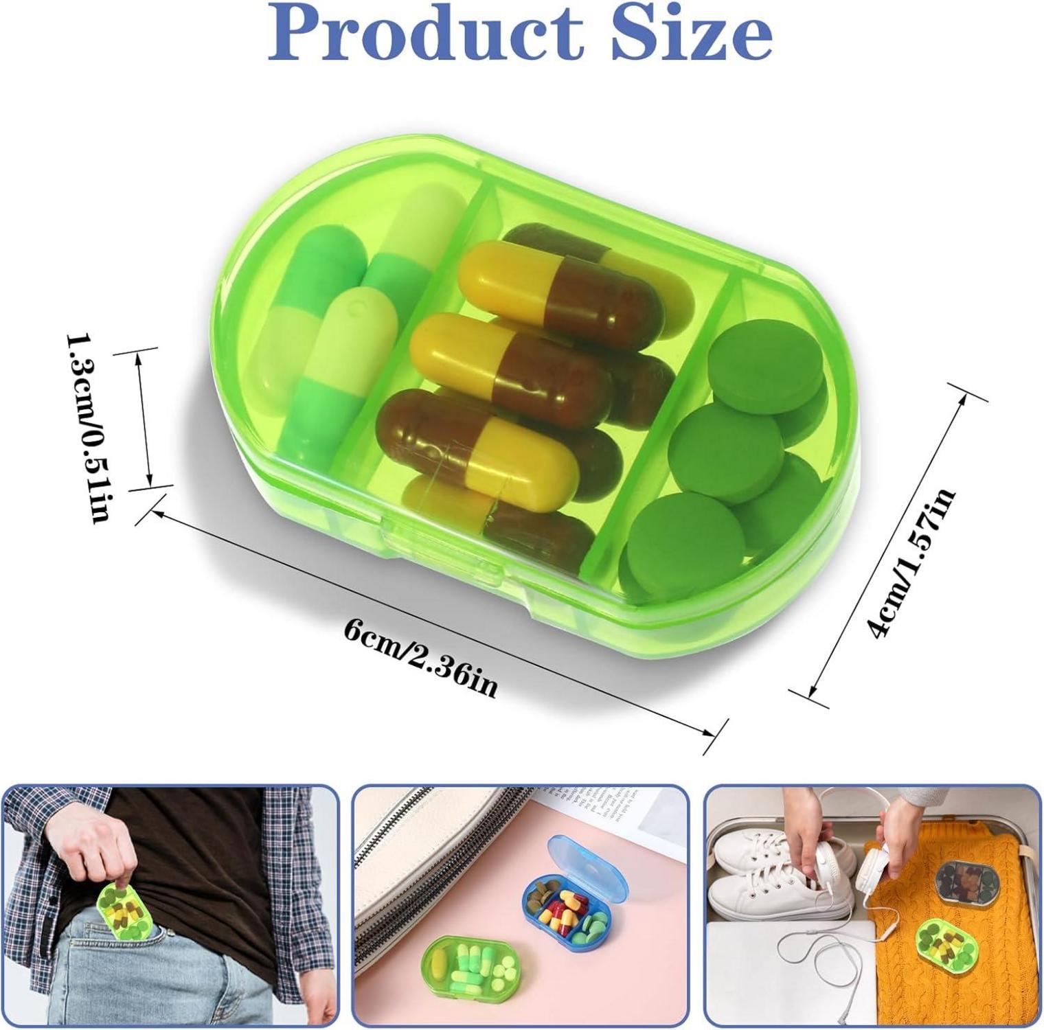 Tragbare Pillendose mit 3 Fächern Kunststoff Tablettenbox