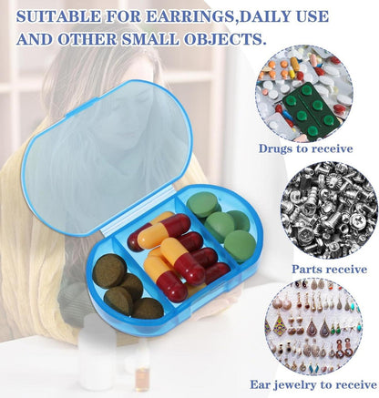 Kleine Pillendose mit 3 Fächern Kunststoff Organizer Tablettenbox