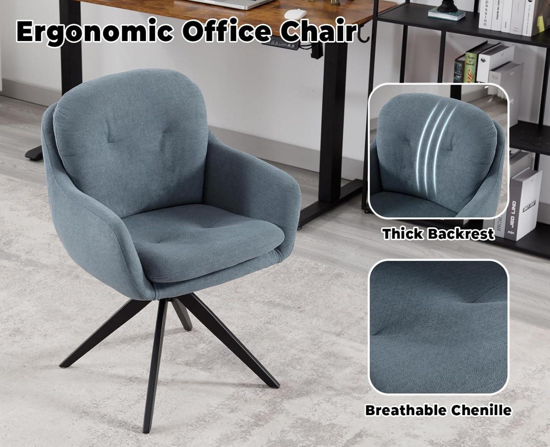 Chenille Bürostuhl Drehstuhl Armlehnen Arbeitszimmer Blau