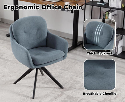 Chenille Bürostuhl Drehstuhl Armlehnen Arbeitszimmer Blau