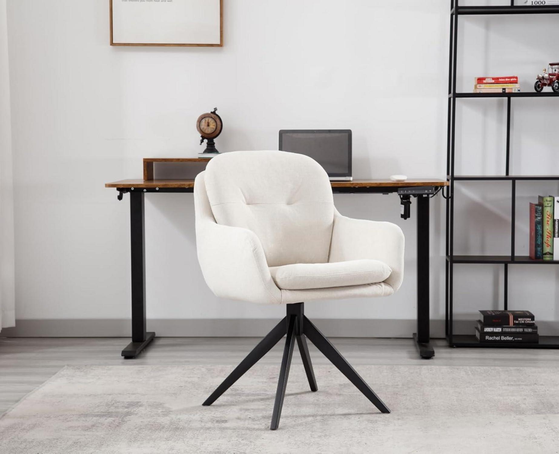 Moderner Chenille Bürostuhl mit Armlehnen Beige