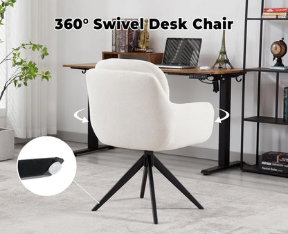 Moderner Chenille-Bürostuhl mit Armlehnen Beige