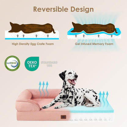 Orthopädisches Hundebett mit Memory Foam, Rosa L