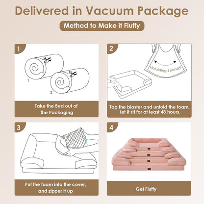 Orthopädisches Hundebett mit Memory Foam, Rosa L