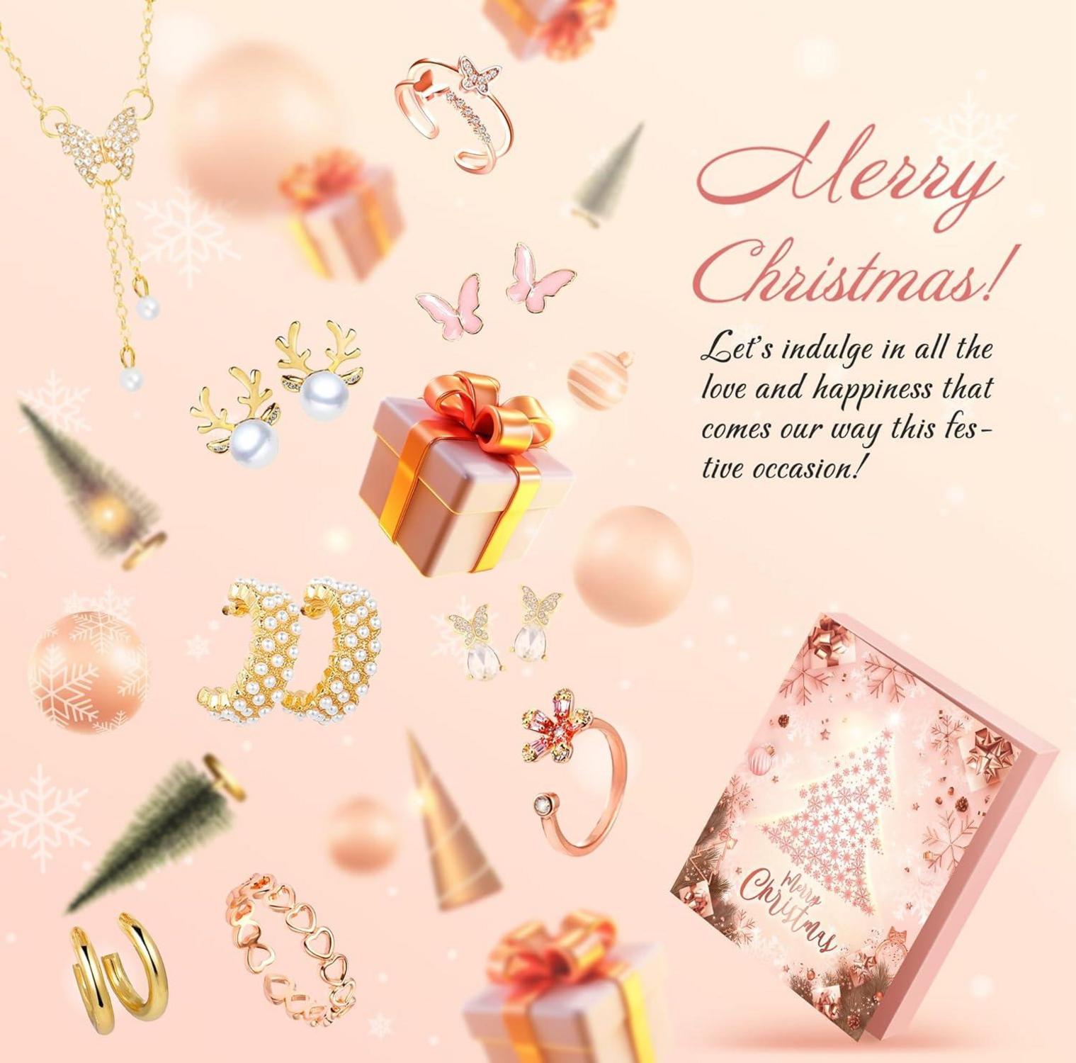 Adventskalender Schmuck 2024 Roségold Damen Mädchen