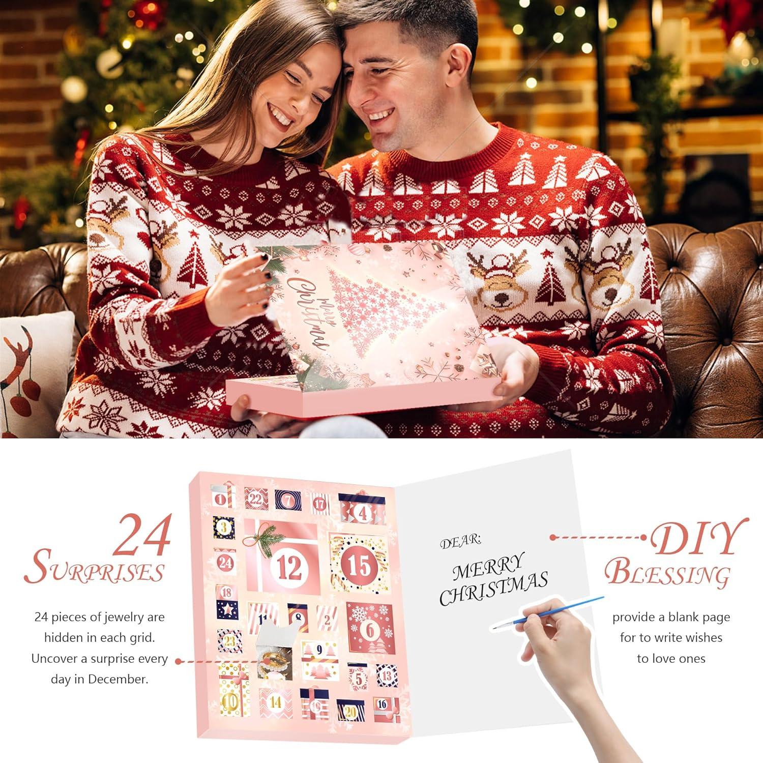 Adventskalender Schmuck 2024 Frauen Mädchen Weihnachtsgeschenke 24