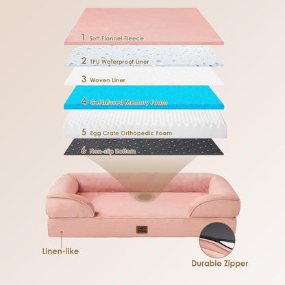 Orthopädisches Hundebett XL mit Memory Foam, Rosa