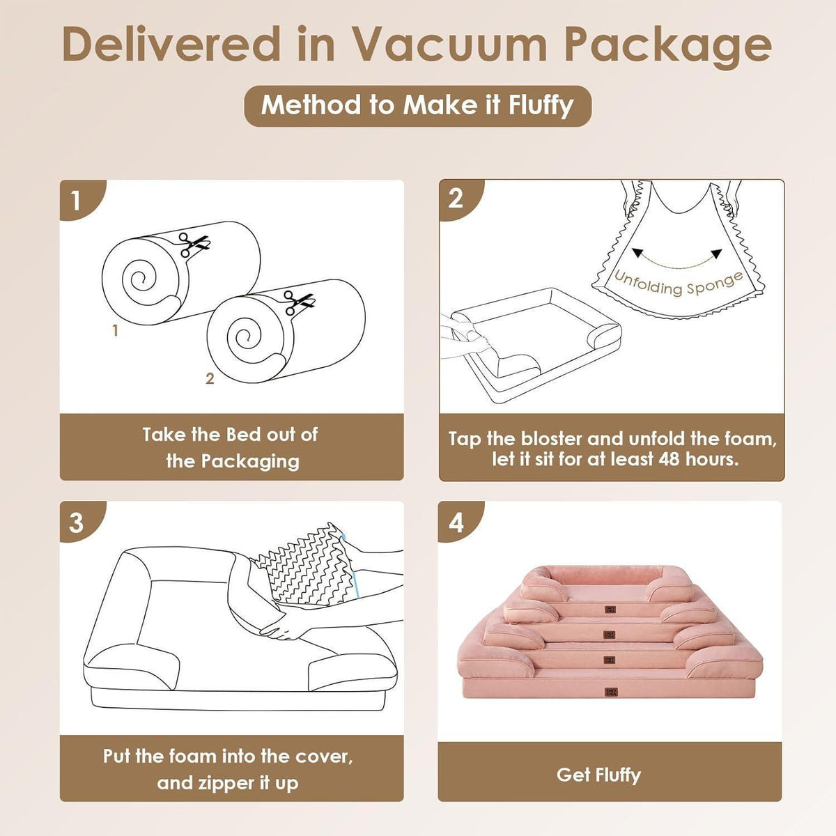 Orthopädisches Hundebett XL mit Memory Foam, Rosa