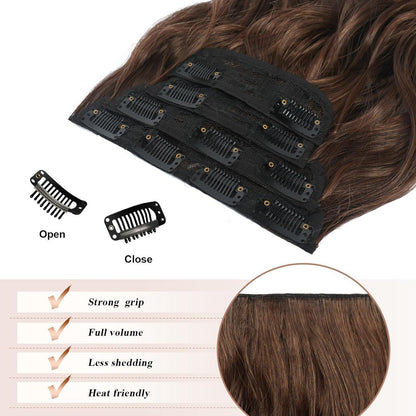50cm Wellige Haarverlängerung Gemischt Braun Clip-In