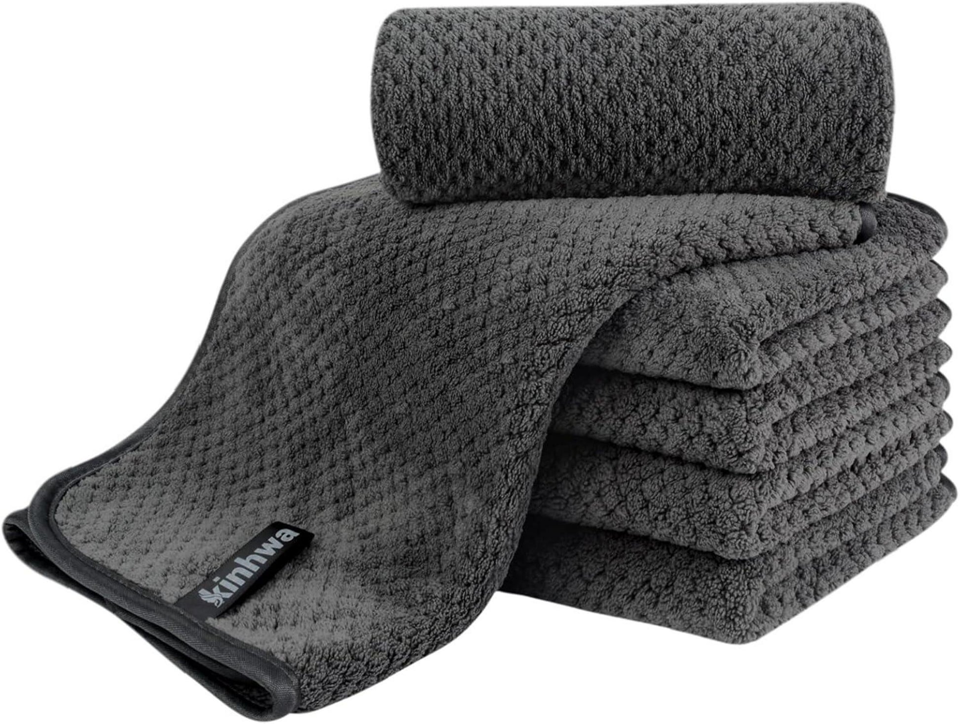 Mikrofaser Gästehandtücher 30x50cm 6er Pack Saugstark Dunkelgrau