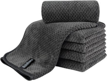 Mikrofaser Gästehandtücher 30x50cm 6er Pack Saugstark Dunkelgrau