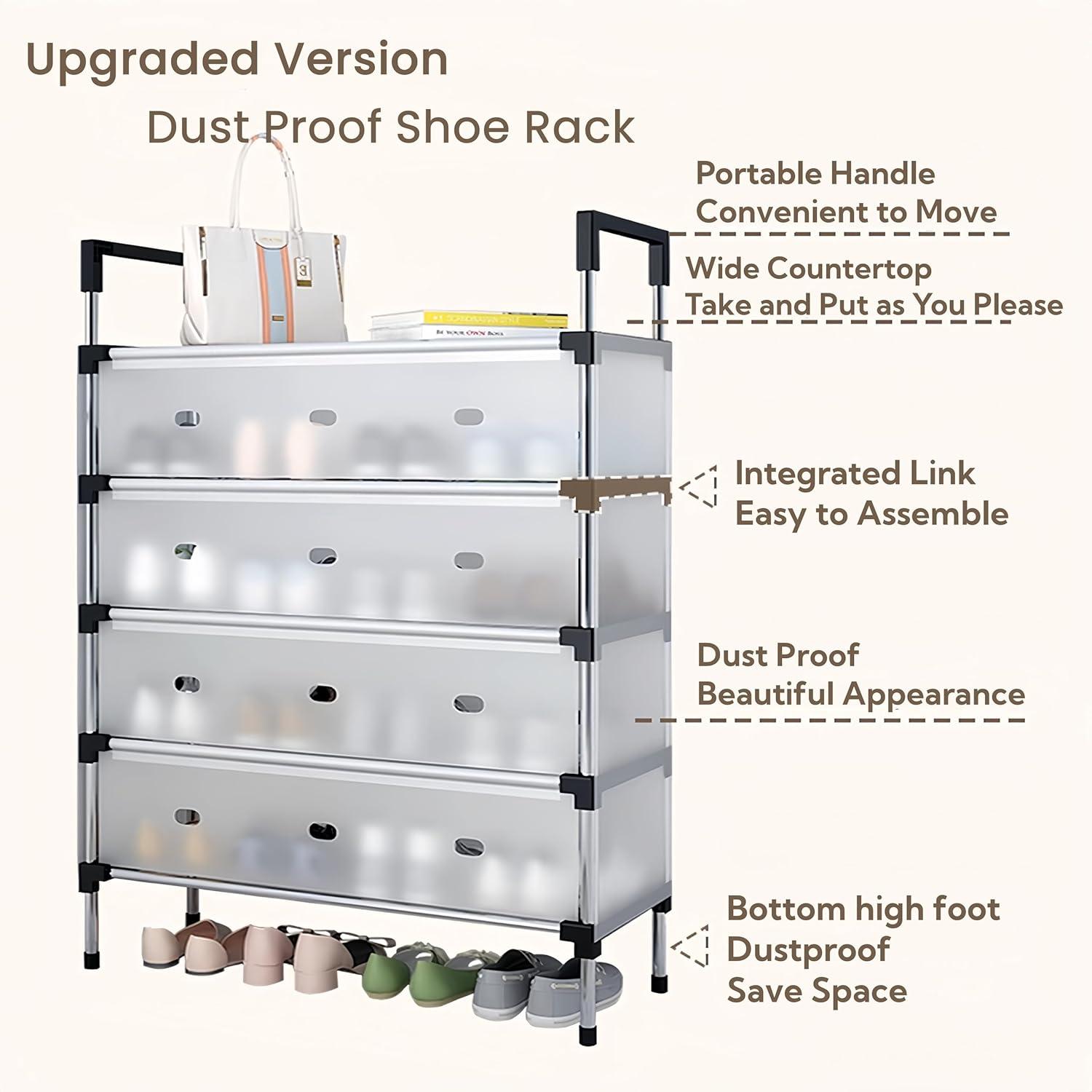 5-Tier Schuhregal Weiß, Platzsparend, Einfache Montage, 66x29x94CM