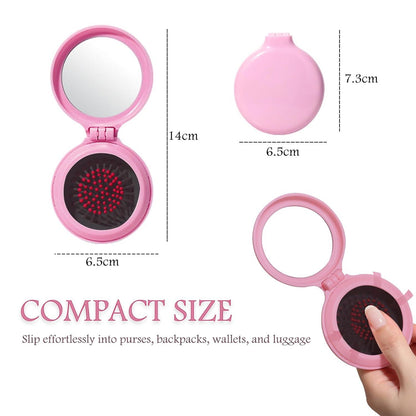 Mini Haarbürste Set mit Spiegel, 8-teilig, Reisebürste