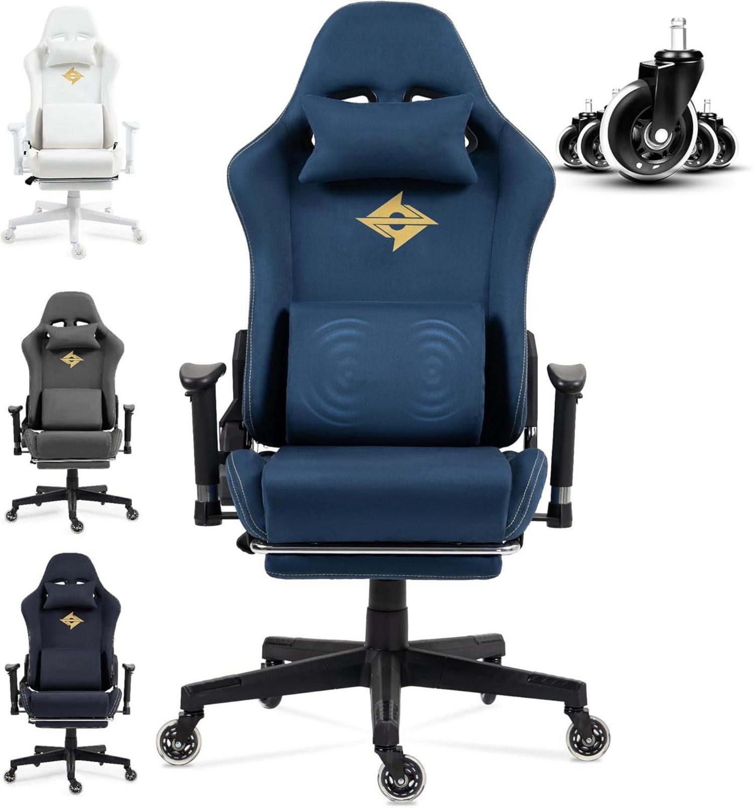Ergonomischer Massage Gaming-Stuhl mit Wildlederstoff & 150 KG