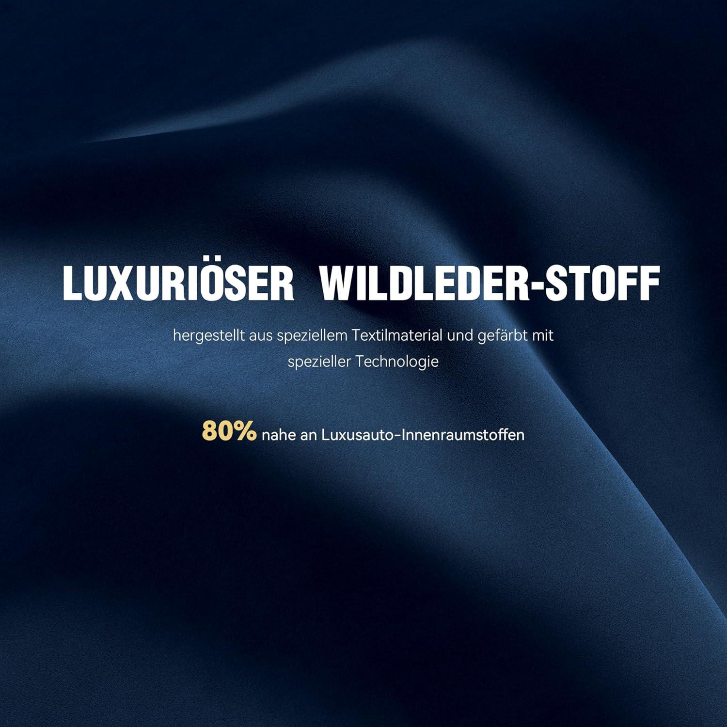 Dowinx Gaming Stuhl mit Massage & Fußstütze, Luxuriöser Wildleder-Stoff, 150 KG, Blau