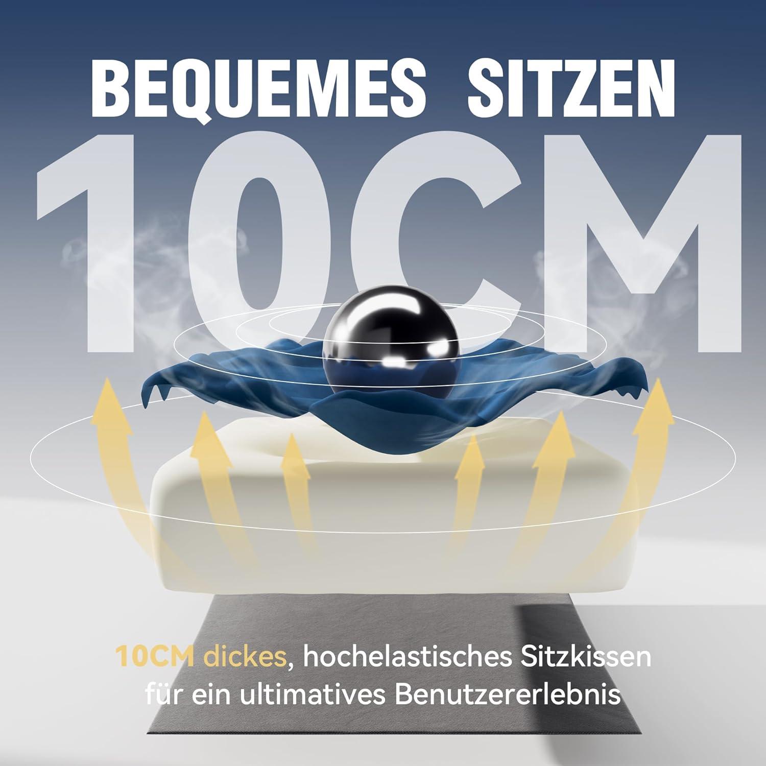Dowinx Gaming Stuhl mit Massage & Fußstütze, Luxuriöser Wildleder-Stoff, 150 KG, Blau