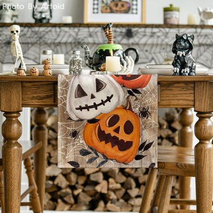 Kürbisse Spinnennetz Halloween Tischläufer 40x140 cm Braun