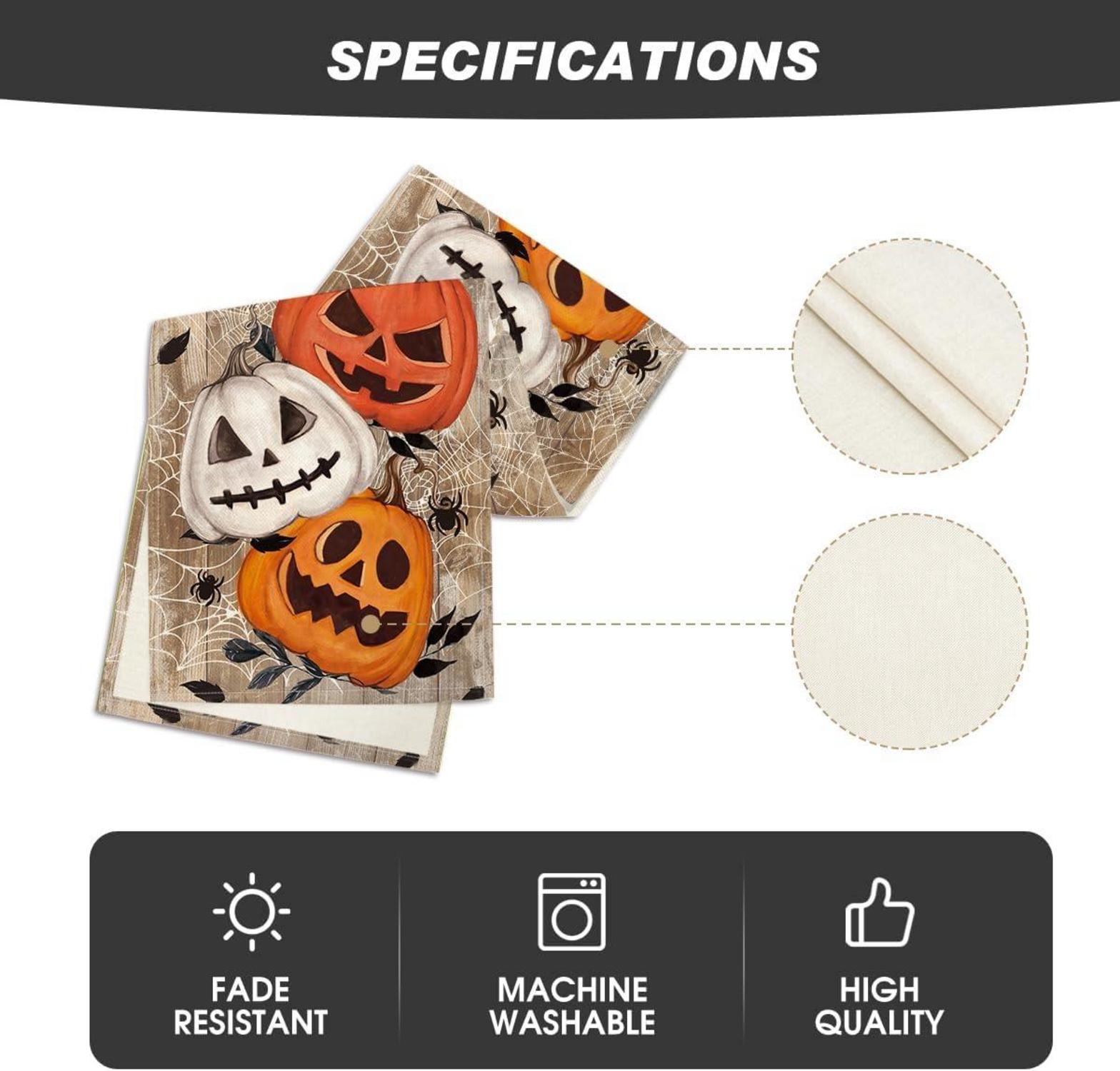 Halloween Tischläufer Kürbisse Spinnennetz 40x140 cm Braun