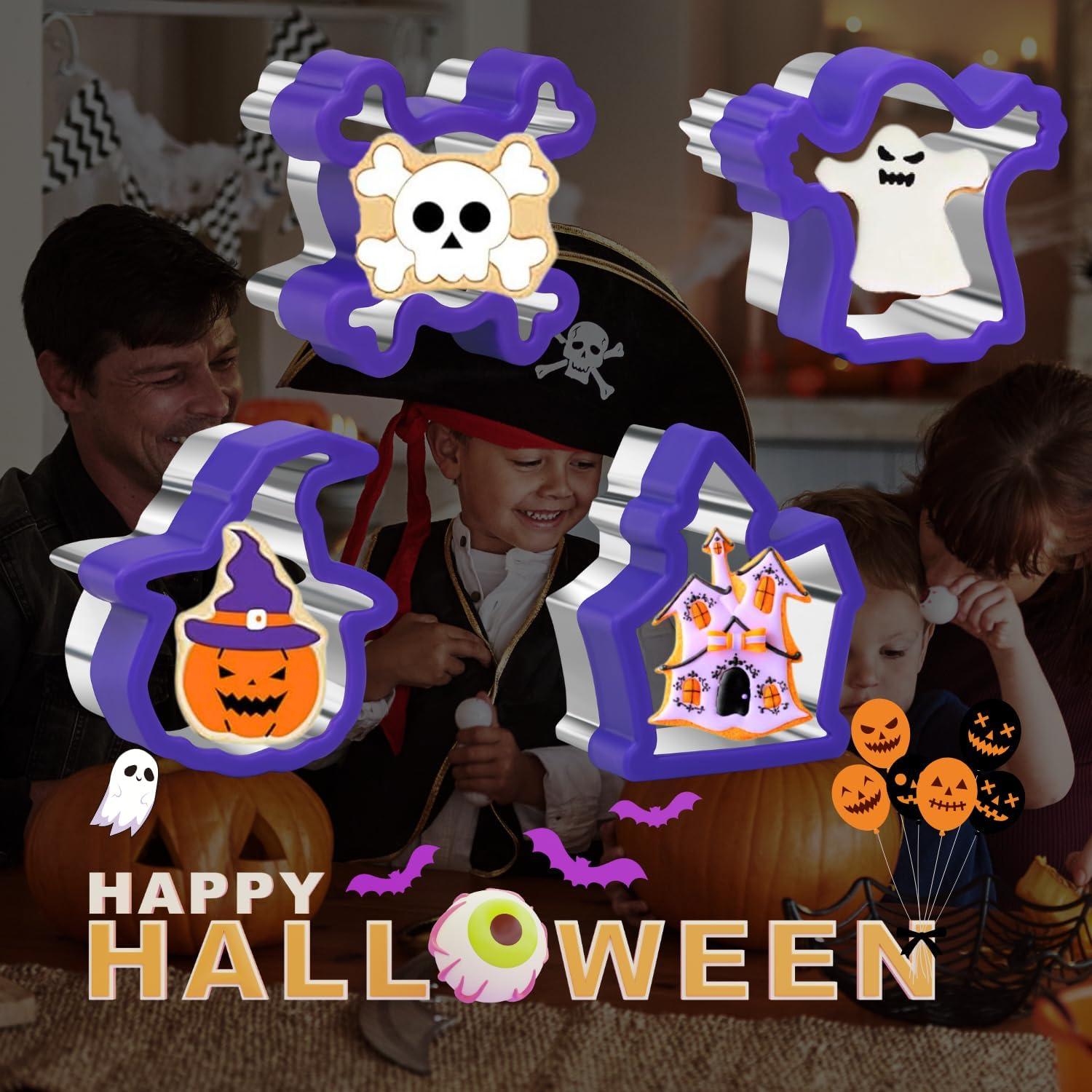 Orapink Halloween-Ausstechformen Set 4-teilig Kürbis Schloss Ghost Skull