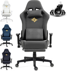 Ergonomischer Massage Gaming Stuhl mit Wildleder 90-165° - Grau