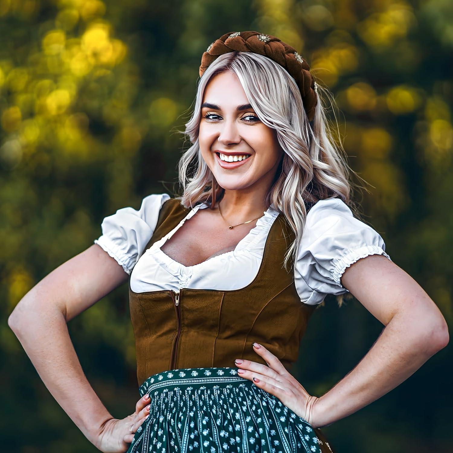 Trachten Haarreif Samt Edelweiß Dirndl Damen Mädchen Vintage Braun