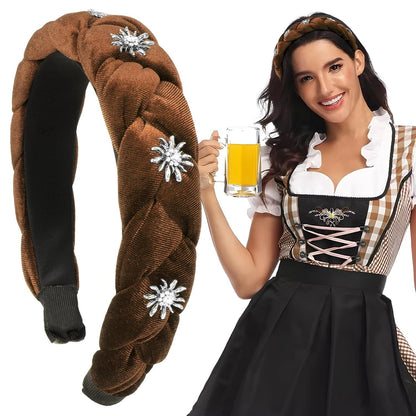 Trachten Haarreif Samt Dirndl Edelweiss Haarband Vintage Braun