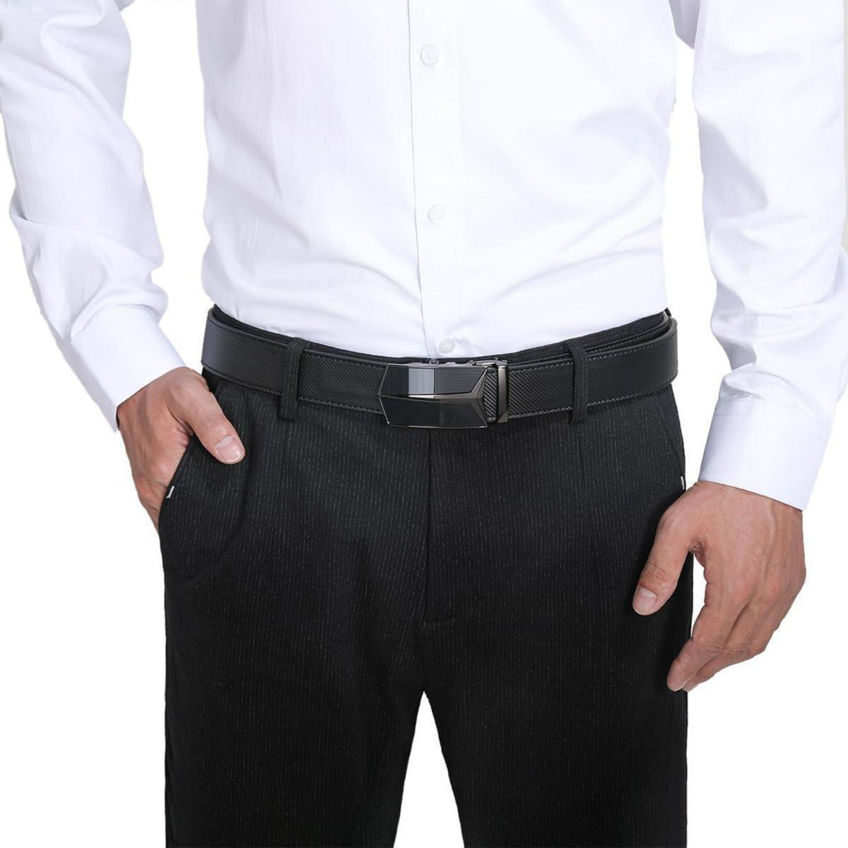 Automatik Gürtel Herren, Größenverstellbar, Schwarz in Lederoptik
