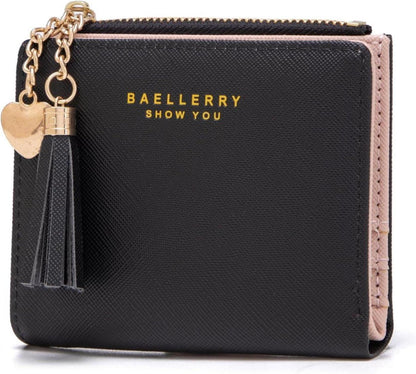 Damen Leder Geldbeutel mit Zipper und vielen Fächern, Mini