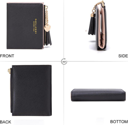 Damen Geldbörse Leder Zipper Mini Portemonnaie mit vielen