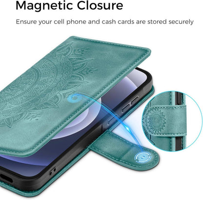 Handyhülle für iPhone 12/12 Pro Schutzhülle PU Leder Wallet Tasche Grün