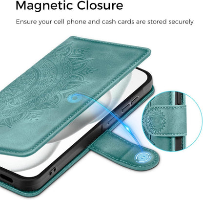 EASDNB iPhone 15 Lederhülle Flip Wallet Case Grün Schutzhülle