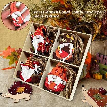 Herbst Deko Hänger Set 28 Holz Anhänger Ahornblatt Kiefernzapfen Igel