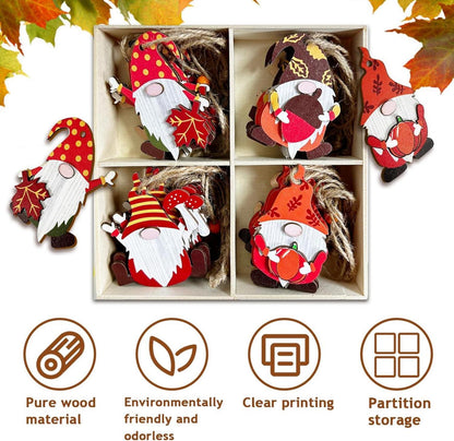 Herbst Deko Set 28-teilig Holz Deko Hänger Ahornblatt Kiefernzapfen Pilz Igel