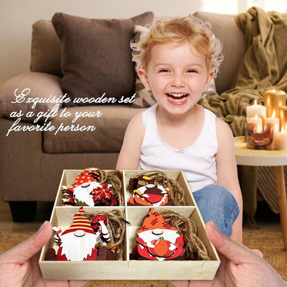 Herbst Dekoration 28er Set Holz Deko Hänger Ahornblatt Kiefernzapfen