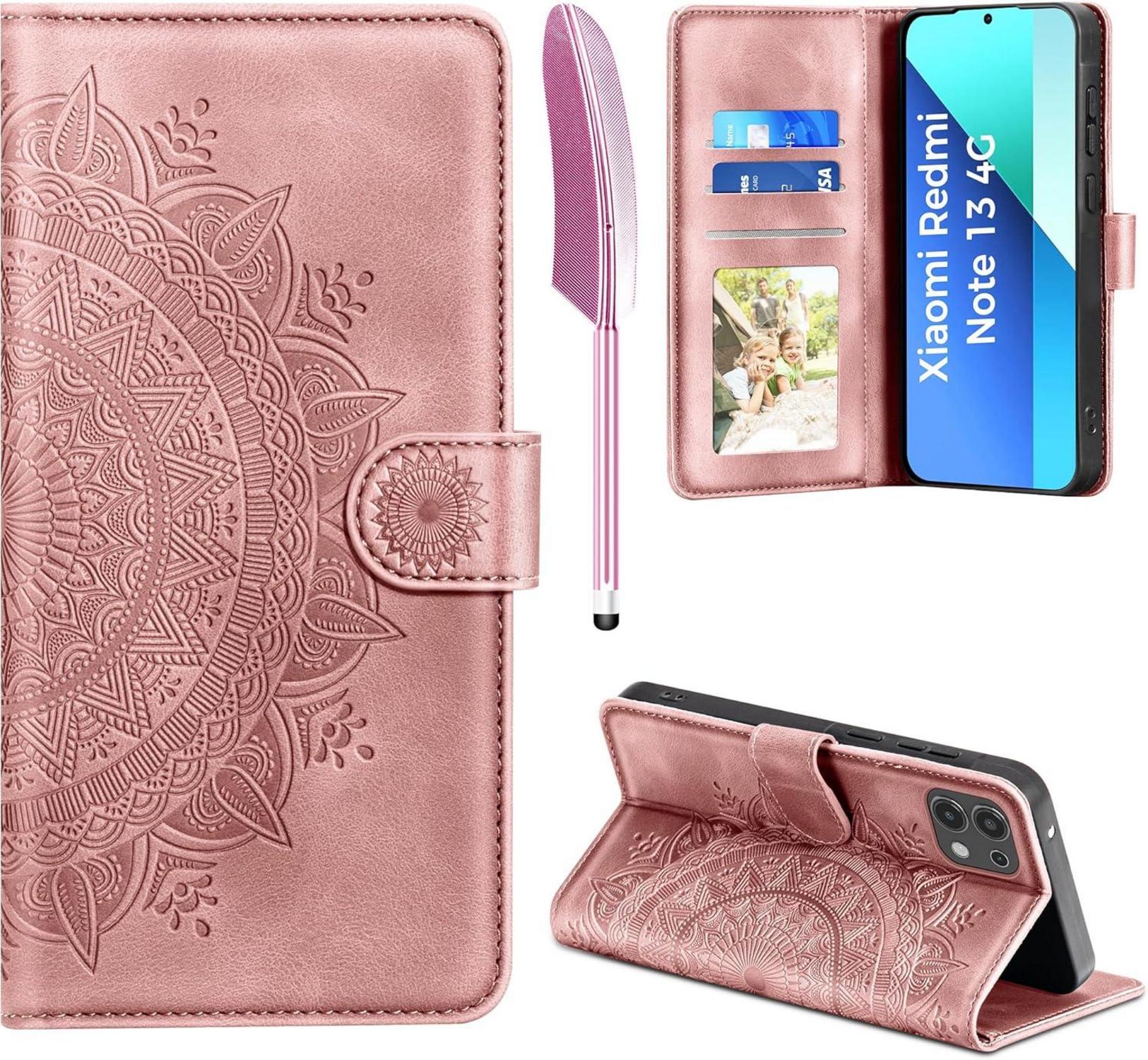 Handyhülle Xiaomi Redmi Note 13 4G Flip Wallet PU Leder Rosa