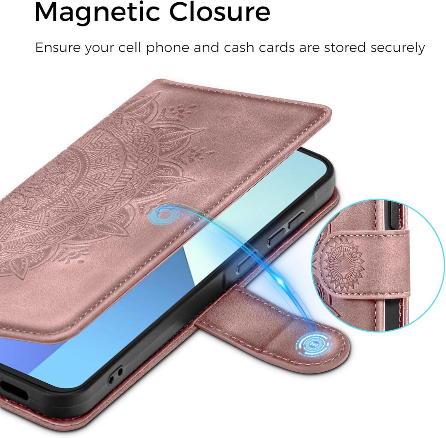 Xiaomi Redmi Note 13 4G Handyhülle Flip Wallet PU Leder Rosa
