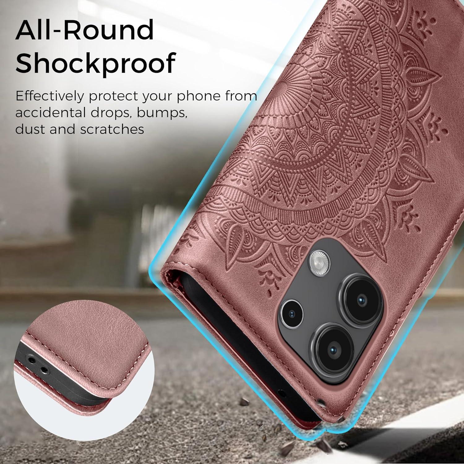 Handyhülle Xiaomi Redmi Note 13 4G Flip Wallet PU Leder Rosa