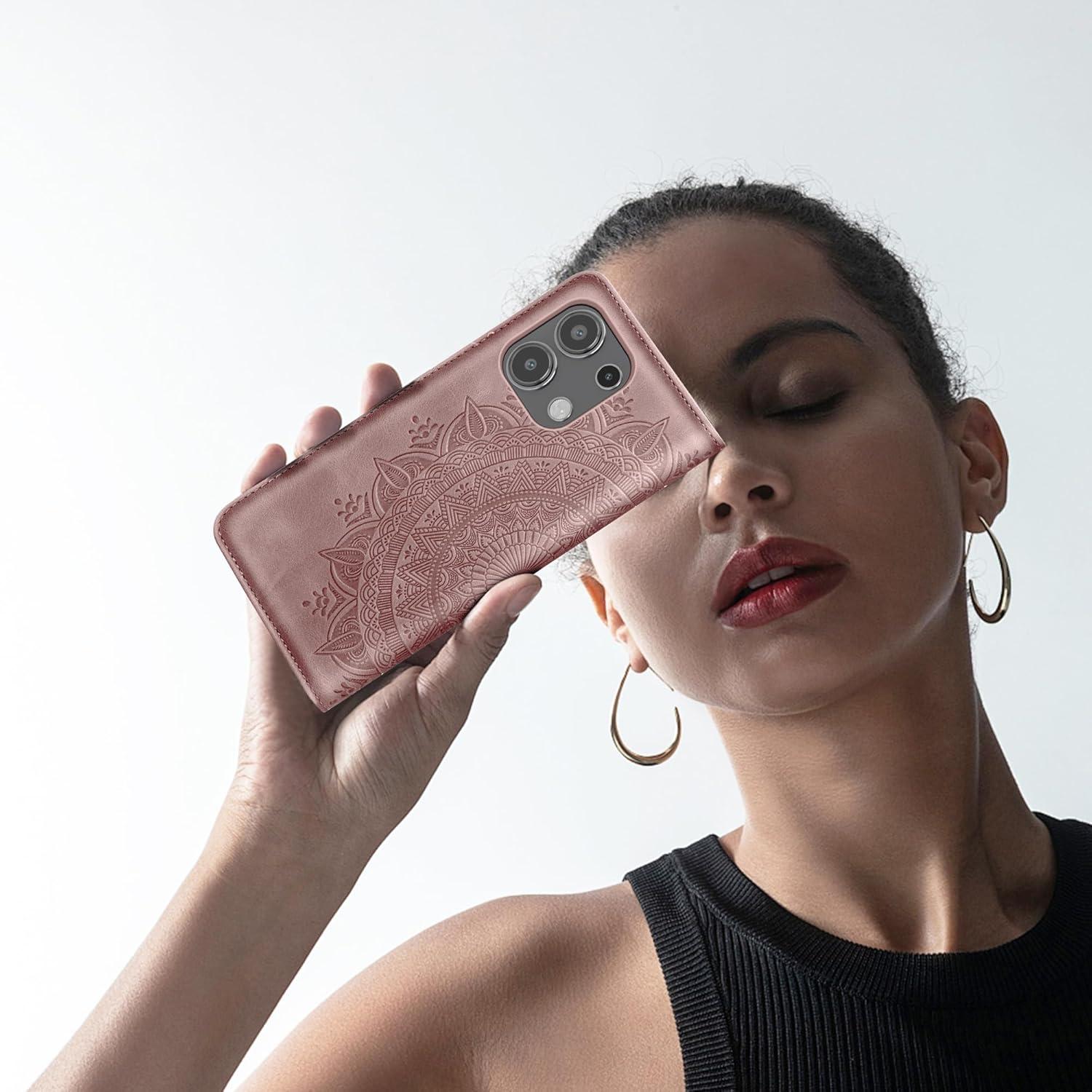 Handyhülle Xiaomi Redmi Note 13 4G Flip Wallet Premium PU Leder Rosa