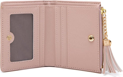 CHAOFANXI Damen Geldbörse Leder Mini Portemonnaie Rosa
