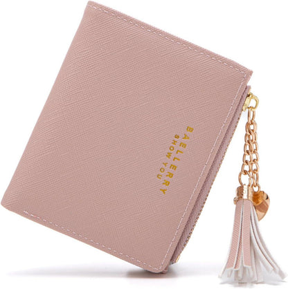 CHAOFANXI Damen Leder Geldbeutel Mini Zipper Brieftasche Rosa