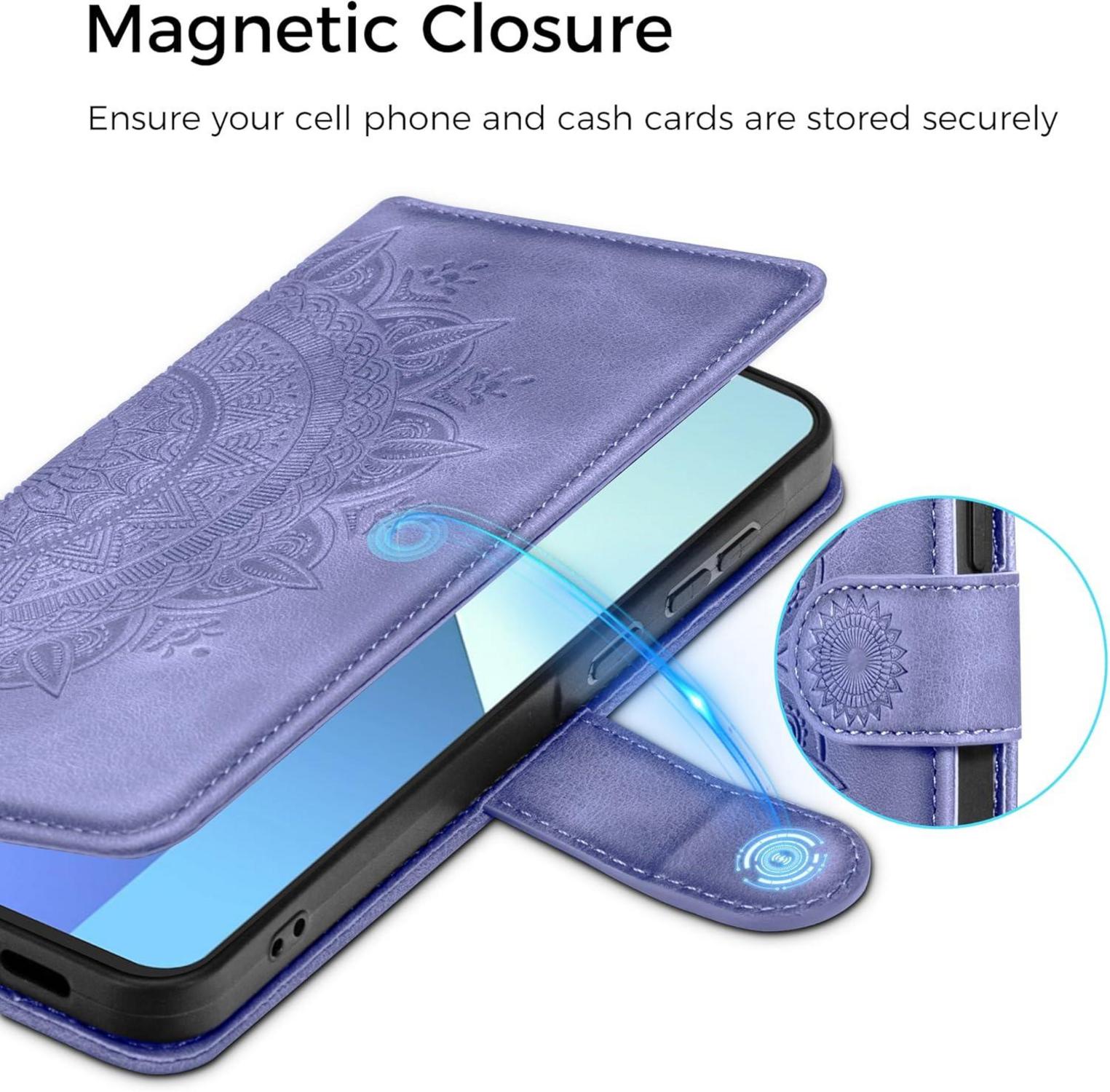 Xiaomi Redmi Note 13 4G Handyhülle Flip Wallet PU Leder Case, Lila