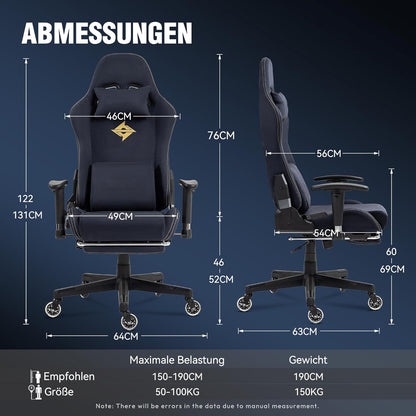 Ergonomischer Massage Gaming Stuhl mit Wildlederstoff