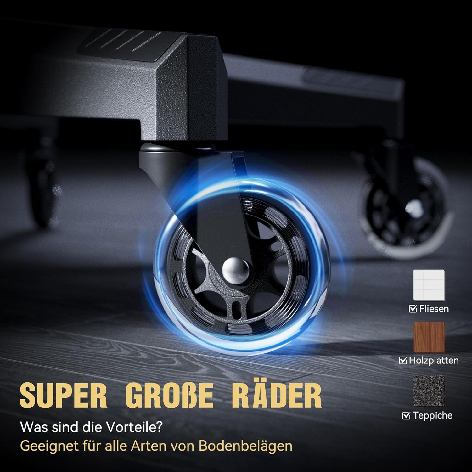 Gaming Stuhl Bürostuhl Massage Wildleder-Stoff 90-165° 150KG Blau-Schwarz