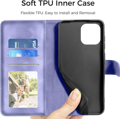 Lila iPhone 13 Multifunktion Wallet Flipcase PU Lederhülle