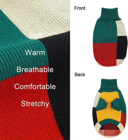Hundepullover Rollkragen Farbblockierung Warm mit Beinen