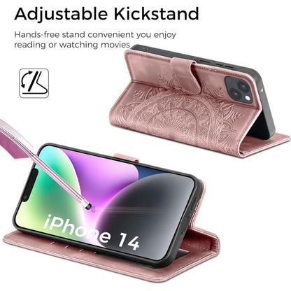 iPhone 14 Klapphülle mit Kartenfach, Ständer, Rosa