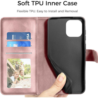 iPhone 14 Klapphülle mit Kartenfach, Ständer, Rosa
