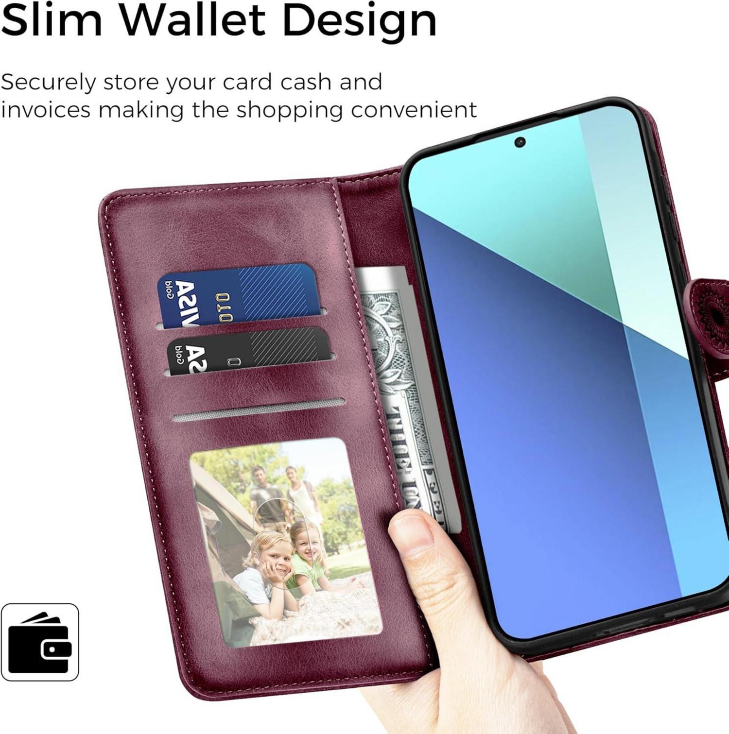 Handyhülle Xiaomi Redmi Note 13 4G Wallet PU Leder Tasche