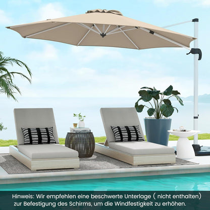 Sonnenschirm Ø325cm mit Kurbelvorrichtung & Ständer